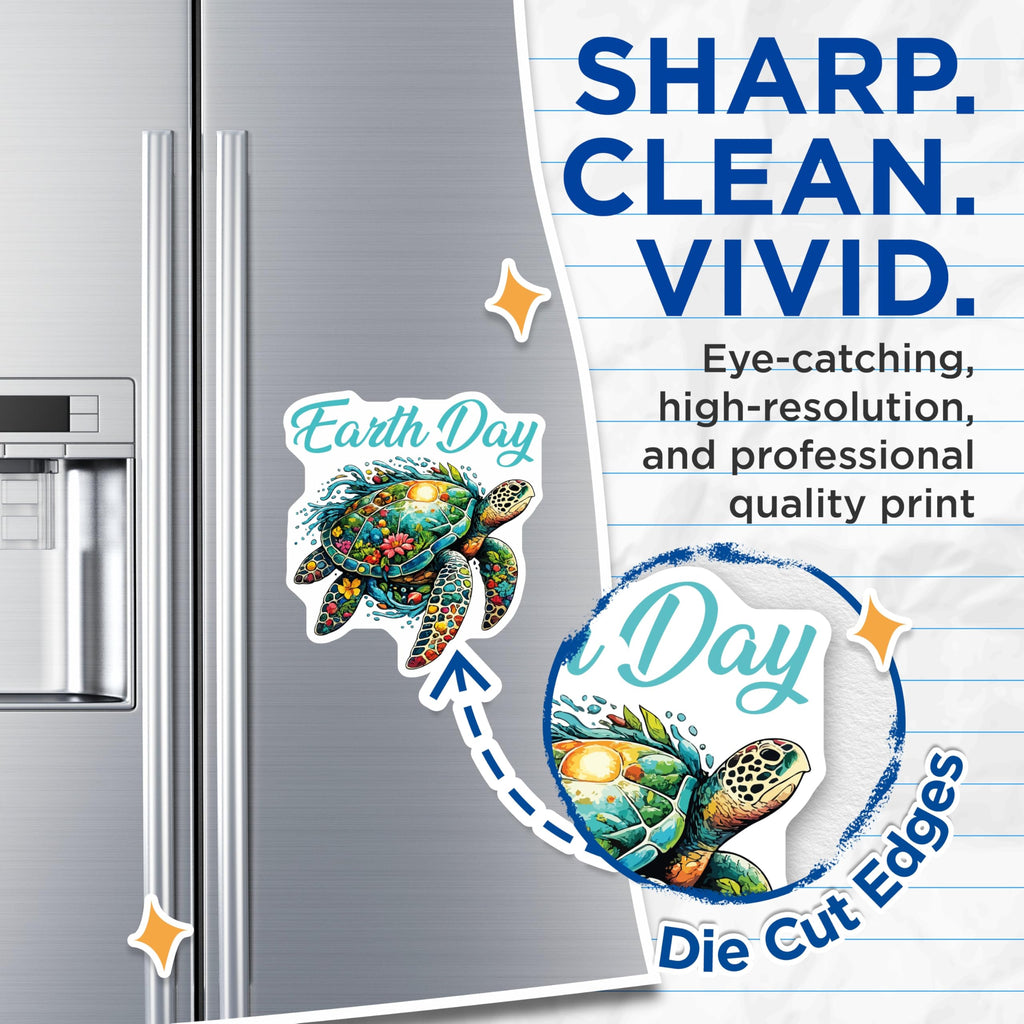 (2 Pack) Earth Day Sea Turtle Magnets - Ocean Conservation Decor - Nature Lover Fridge Art - 5 Inches On Longest Side - Thick Durable Magnet - Made in USA - MAG21930
