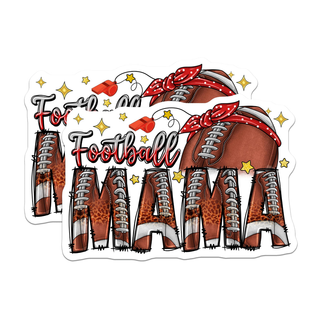 (2 Pack) Football Mama Magnets - Leopard Print Game Day Accessories - Sports Mom Fan Decor - 5 Inches On Longest Side - Thick Durable Magnet - Made in USA - MAG25098
