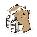 (2 Pack) Cute Hamster Magnets - Kawaii Animal Milk Carton - Fridge Locker Decor Pet Lovers - 5 Inches On Longest Side - Thick Durable Magnet - Made in USA - MAG39459