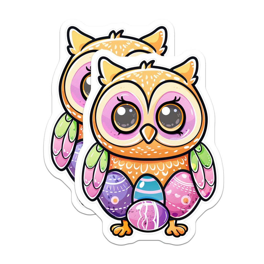 (2 Pack) Cute Easter Owl Magnets - Kawaii Spring Animal Decor - Refrigerator Whiteboard Locker Accessories - 5 Inches On Longest Side - Thick Durable Magnet - Made in USA - MAG36052