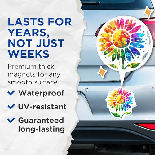 (2 Pack) Colorful Puzzle Flower Magnets - 5" On Longest Side - for Cars, Fridges, Toolboxes - Made in USA - MAG7893