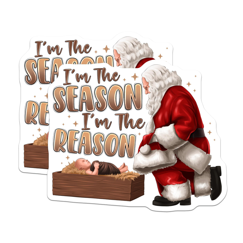 (2 Pack) Christian Christmas Magnets - Santa Baby Jesus Nativity Decor - Meaning of Christmas Holiday Art - 5 Inches On Longest Side - Thick Durable Magnet - Made in USA - MAG28574