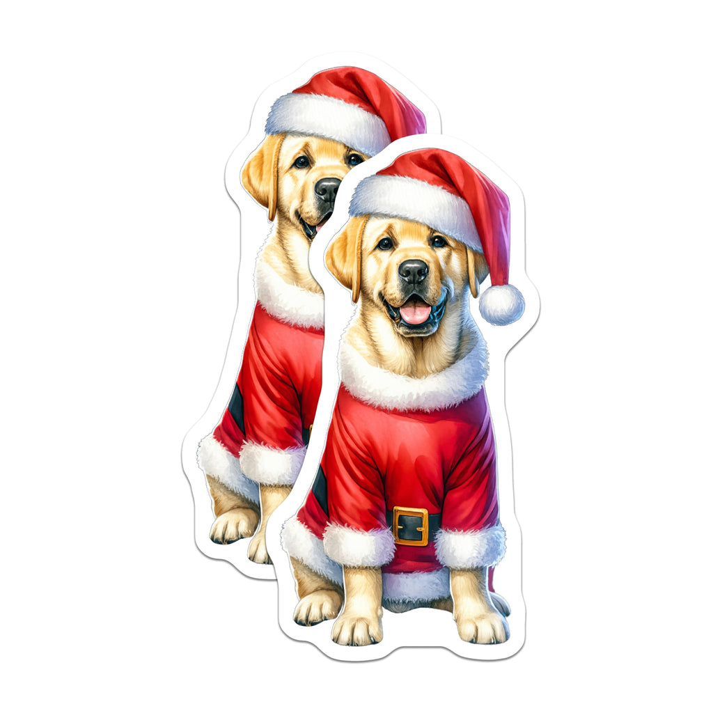 (2 Pack) Christmas Golden Retriever Magnets - Santa Puppy Dog - Holiday Refrigerator Decor for Dog Lovers - 5 Inches On Longest Side - Thick Durable Magnet - Made in USA - MAG30991