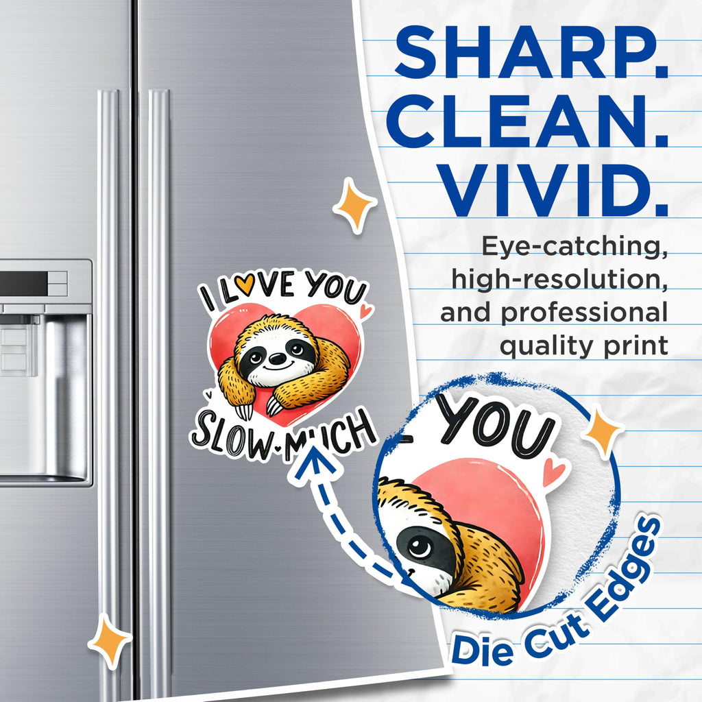 (2 Pack) I Love You Slow Much Magnets - Cute Sloth Magnets - Animal Love Magnets- 5" On Longest Side - for Fridges, Toolboxes, Cars - Made in USA - MAG2740