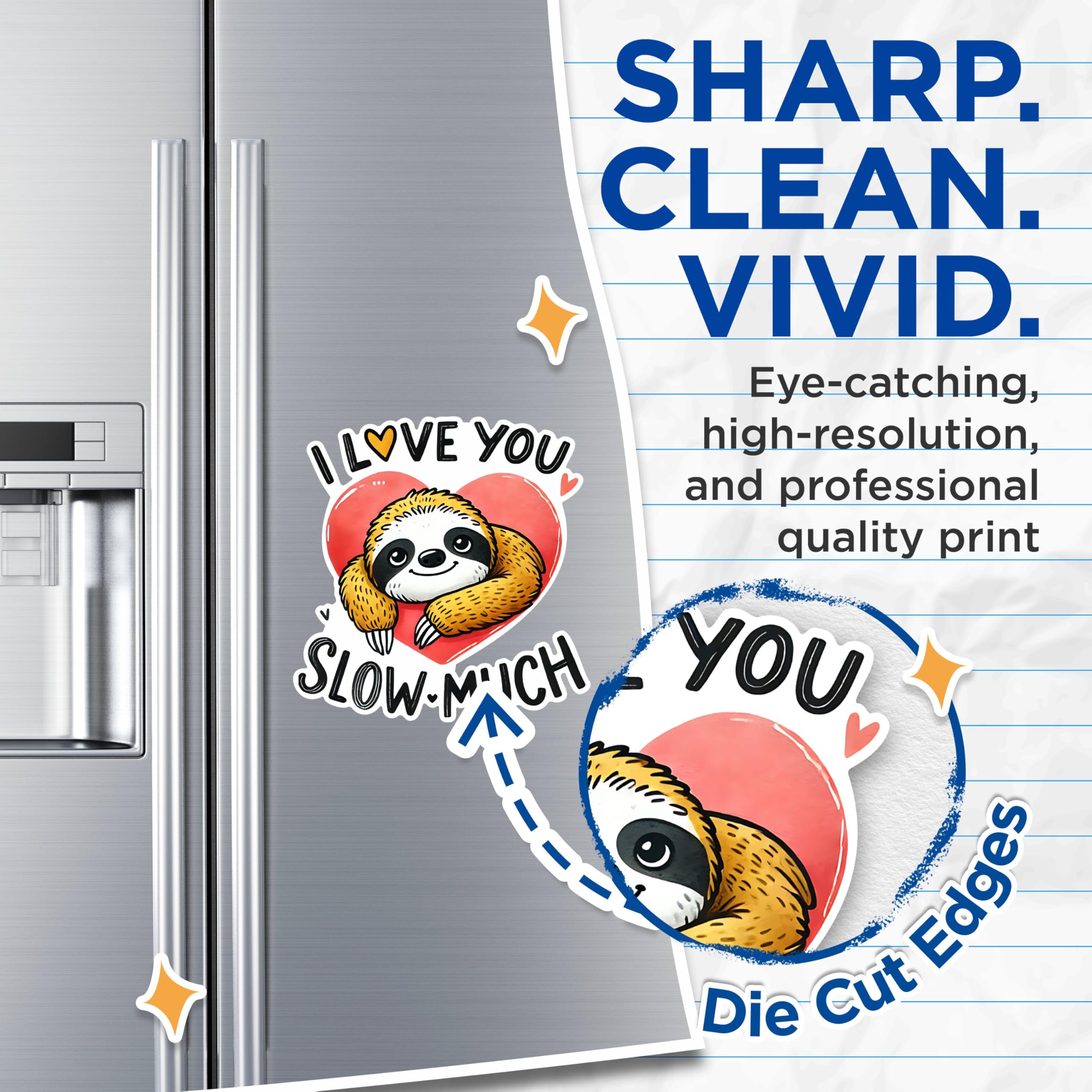 (2 Pack) I Love You Slow Much Magnets - Cute Sloth Magnets - Animal Love Magnets- 5" On Longest Side - for Fridges, Toolboxes, Cars - Made in USA - MAG2740
