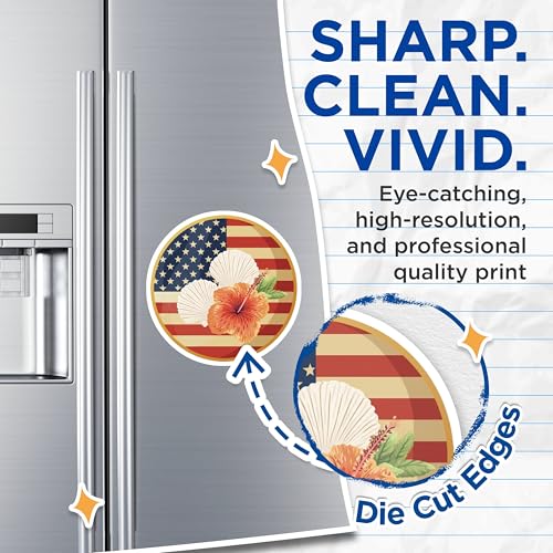 (2 Pack) American Flag Magnets Magnets - Patriotic Flower Decoration - 5" On Longest Side - Made in USA - Sticks to Refrigerators & Metal Surfaces - MAG8984
