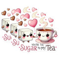 (3 Pack) You are The Sugar to My Tea Decals - Kawaii Food Pun - Laptop Decal - Cute Tea Cup - 3 Inches On Longest Side - Easy Peel & Apply - Made in USA - 3MCS2347