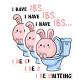 (3 Pack) IBS Bunny Decals - Funny Bathroom Humor Stickers - Laptop Decal - 3 Inches On Longest Side - Easy Peel & Apply - Made in USA - 3MCS2081