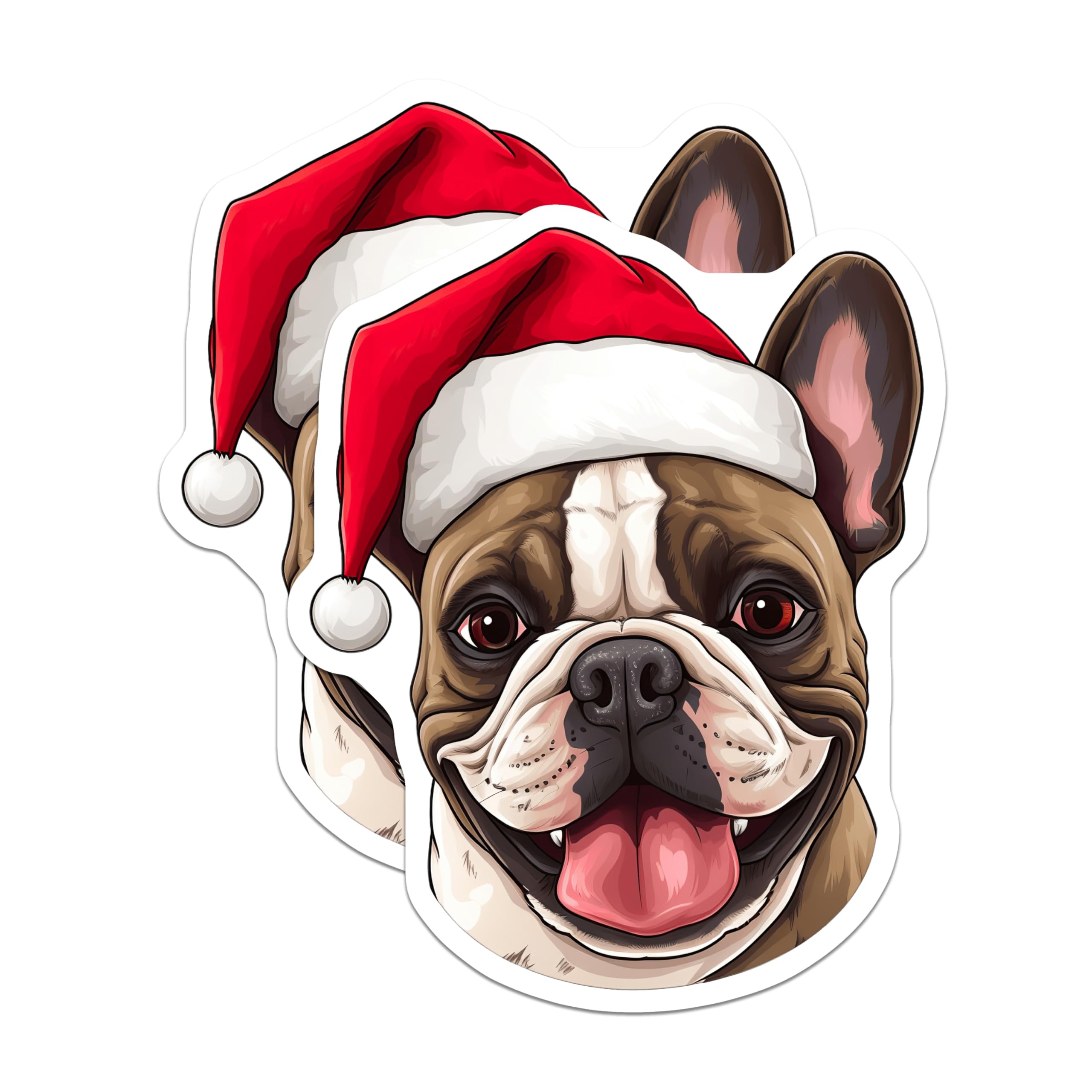 (2 Pack) French Bulldog Magnets - Christmas Dog Decor - Holiday Pet Appliance Art - 5 Inches On Longest Side - Thick Durable Magnet - Made in USA - MAG24892