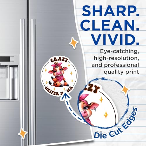 (2 Pack) Crazy Heifer Mama Magnets - Funny Cow Magnet - Farmhouse Kitchen - Cute Animal Magnet - 5" On Longest Side - for Cars, Fridges, Toolboxes - Made in USA - MAG3772