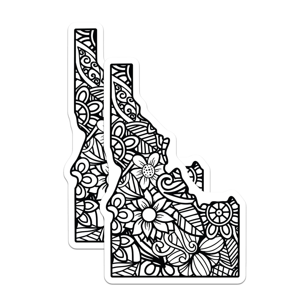 (2 Pack) Idaho State Magnets - Floral Idaho Fridge Magnets - Black and White Decor - 5" On Longest Side - Premium Magnet - for Cars, Refrigerators, Toolboxes, Lockers - Made in USA - MAG17600
