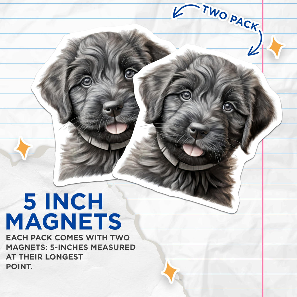 (2 Pack) Cute Black Puppy Magnets - Dog Lover Kitchen Decor - Pet Parent Accessories - 5 Inches On Longest Side - Thick Durable Magnet - Made in USA - MAG25841