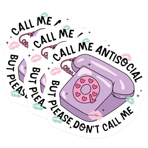 (3 Pack) Antisocial Decals - Funny Phone - Quirky Laptop Decals - 3 Inches On Longest Side - Easy Peel & Apply - Made in USA - 3MCS1040