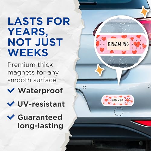 (2 Packs) Dream Big Bandage Magnets - Positive Inspiring Motivating Magnets - 5 Inches On Longest Side - Premium Magnet - for Fridges, Toolboxes, Cars - Made in USA - MAG2320