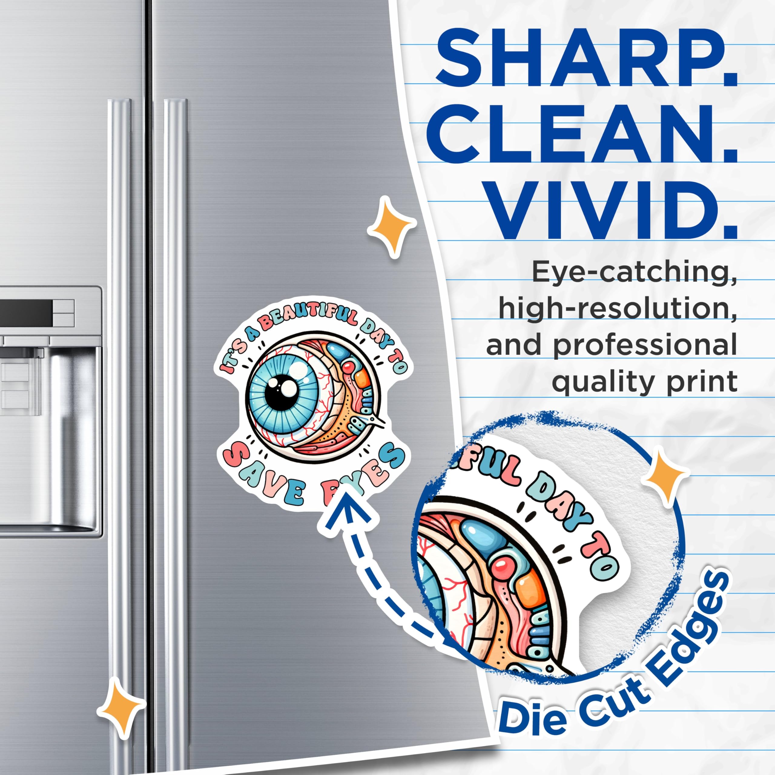 (2 Pack) It's a Beautiful Day to Save Eyes Magnets - Eye Care Awareness - 5" On Longest Side - for Cars, Fridges, Toolboxes - Made in USA - MAG8091