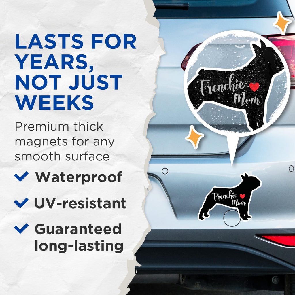 (2 Packs) Frenchie Mom Magnets - French Bulldog Magnets - 5 Inches On Longest Side - Premium Magnet - for Fridges, Toolboxes, Cars - Made in USA - MAG2472