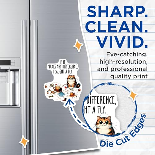 (2 Pack) Cat Saying Magnets - Cute Cat Art Magnets - Cat Lover's Decor Magnets - 5" On Longest Side - for Cars, Refrigerators, Toolboxes, Lockers - Made in USA BMCS3131