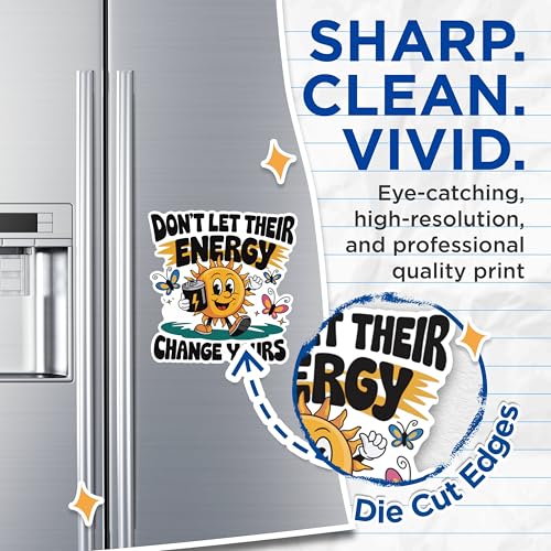 (2 Pack) Don't Let Their Energy Change Yours Magnets - Positive Quote Magnets - Inspirational Sun Design Magnets- 5" On Longest Side - for Fridges, Toolboxes, Cars - Made in USA - MAG2885