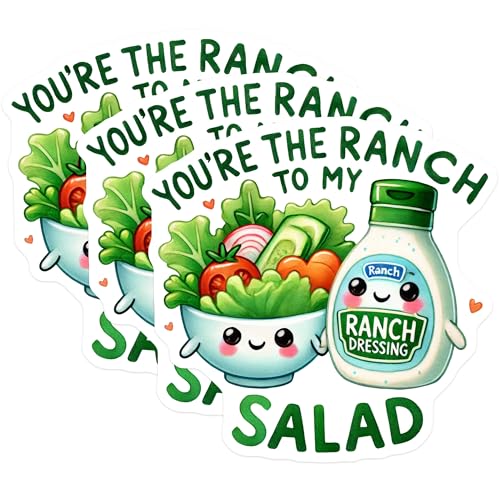 (3 Pack) Ranch Salad Decals - Funny Food Stickers - Cute Kawaii Foodie - 3 Inches On Longest Side - Easy Peel & Apply - Made in USA - 3MCS2329