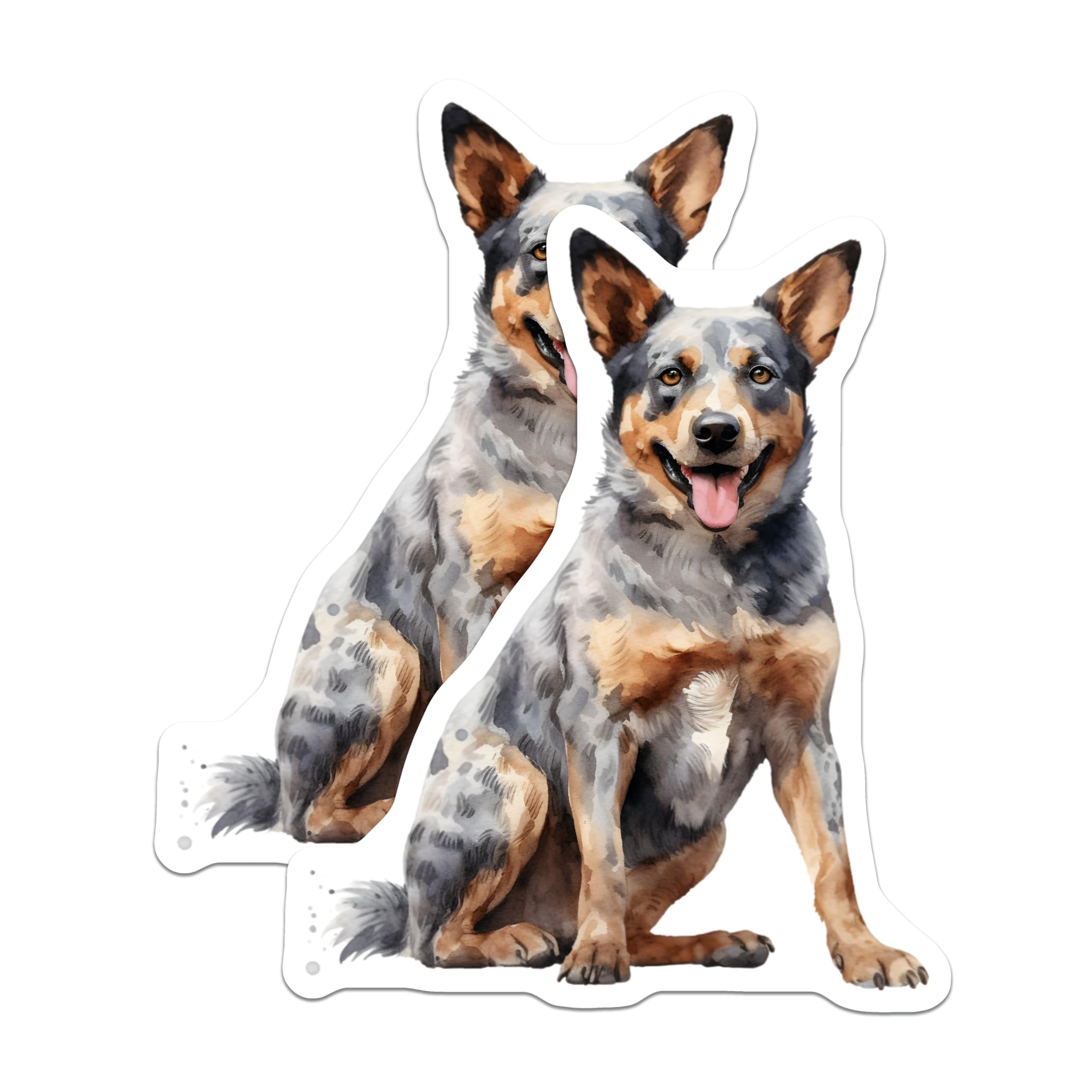 (2 Pack) Blue Heeler Dog Magnets - Australian Cattle Dog Decor - Watercolor Pet Art - Dog Lover Idea - 5 Inches On Longest Side - Thick Durable Magnet - Made in USA - MAG26418