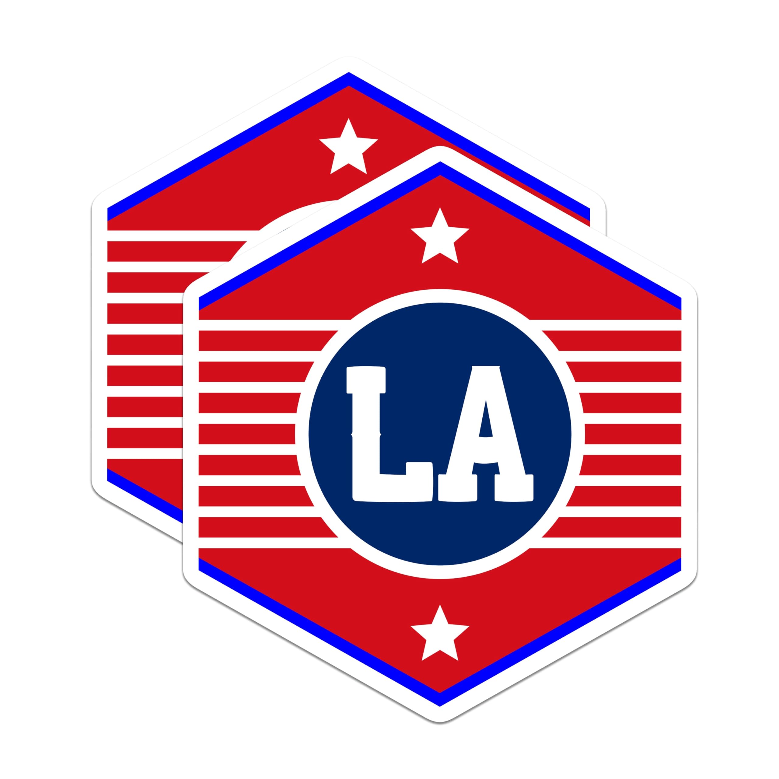 (2 Pack) LA Initial Magnets - Red White Blue Design - LA Letters Home Decor Magnets - 5" On Longest Side - Premium Magnet - for Cars, Refrigerators, Toolboxes, Lockers - Made in USA - MAG18734