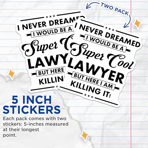 (2 Pack) Cool Lawyer Stickers - Funny Lawyer - Motivational Legal Profession Decal - 5" On Longest Side - Sticks to Smooth Flat Surfaces - Made in USA - BMCS6169