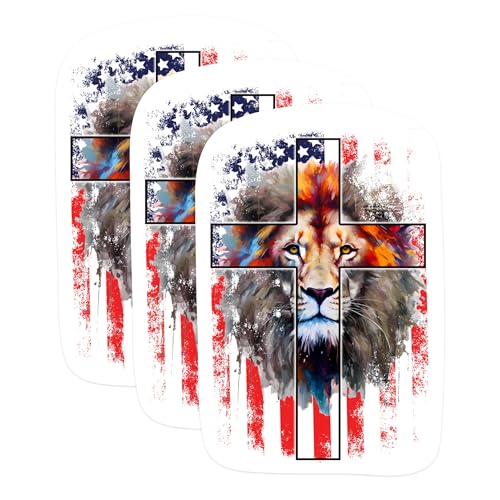 (3 Pack) Lion Christian Decals - USA Flag Decals - American Flag Decals - 3 Inches On Longest Side - Easy Peel & Apply - Made in USA - 3MCS1071