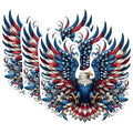 (3 Pack) Patriotic Eagle Decals - American Flag Decal - Laptop Decals - 3 Inches On Longest Side - Easy Peel & Apply - Made in USA - 3MCS0984
