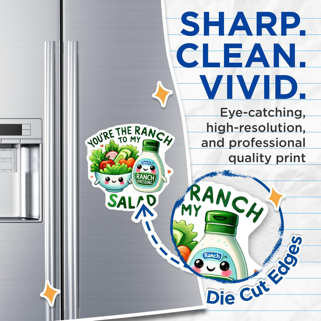 (2 Pack) You're The Ranch to My Salad Magnets - Cute Salad and Ranch Bottle Magnets - Funny Fridge Magnets - 5" On Longest Side - for Cars, Refrigerators, Toolboxes, Lockers - Made in USA MAG3551
