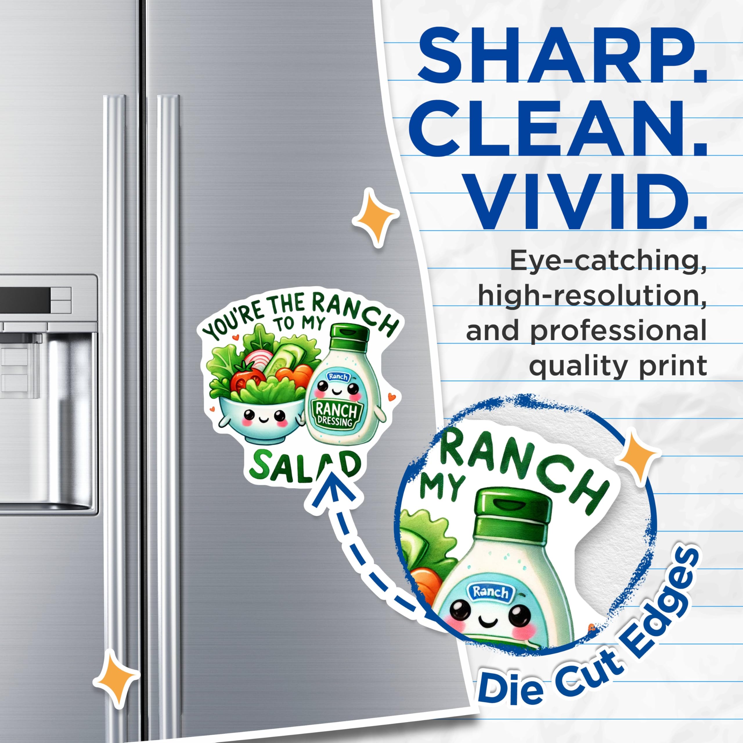 (2 Pack) You're The Ranch to My Salad Magnets - Cute Salad and Ranch Bottle Magnets - Funny Fridge Magnets - 5" On Longest Side - for Cars, Refrigerators, Toolboxes, Lockers - Made in USA MAG3551