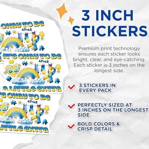 (3 Pack) Autism Awareness Decals - It's Okay to Be A Little Extra Decal - Laptop Decals - 3 Inches On Longest Side - Easy Peel & Apply - Made in USA - 3MCS6963