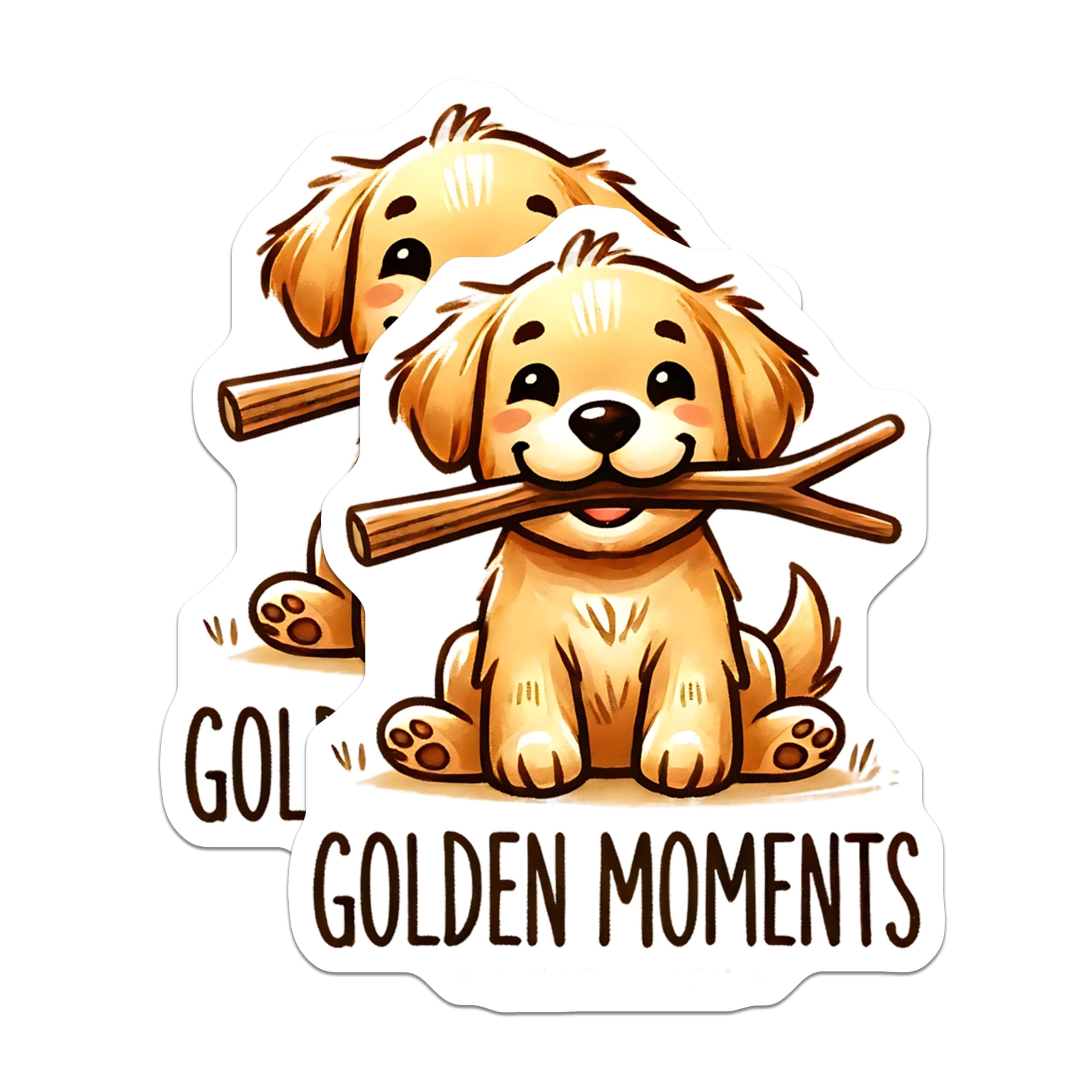 (2 Pack) Golden Retriever Magnets - Puppy with Stick - Cute Dog Magnet - 5" On Longest Side - Premium Magnet - for Cars, Refrigerators, Toolboxes, Lockers - Made in USA - MAG14784