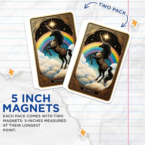 (2 Pack) Magical Unicorn Decor Magnet - Rainbow Unicorn Gift - 5" On Longest Side - Sticks to Smooth Flat Surfaces - Made in USA - MAG10146