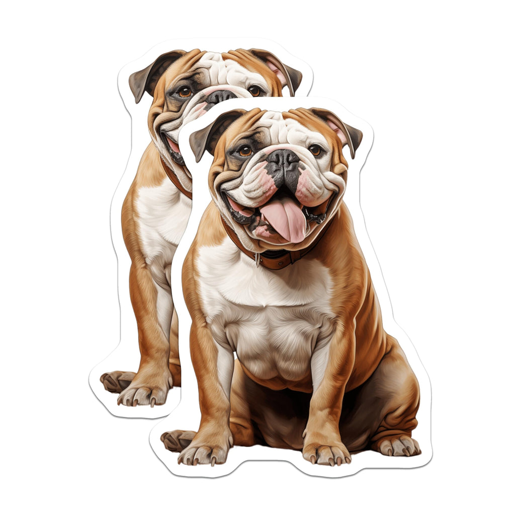 (2 Pack) English Bulldog Magnets - Adorable Dog Breed Art - Pet Lover Fridge Decor - Happy British Bulldog Locker Accessory - 5 Inches On Longest Side - Thick Durable Magnet - Made in USA - MAG24712