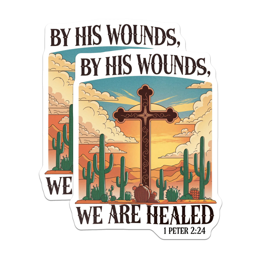 (2 Pack) Christian Faith Magnets - Bible Verse Desert Cross Decor - 1 Peter 2:24 Healing Scripture - 5 Inches On Longest Side - Thick Durable Magnet - Made in USA - MAG22457