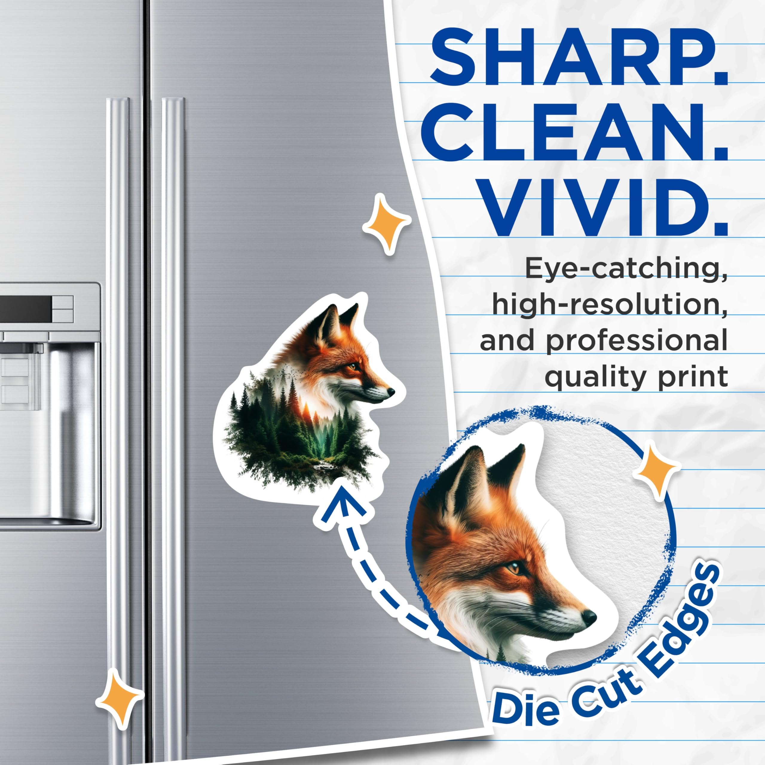 (2 Packs) Fox with Wilderness Magnets - Fox and Forest Cool Nature Magnets - 5 Inches On Longest Side - Premium Magnet - for Fridges, Toolboxes, Cars - Made in USA - MAG2271