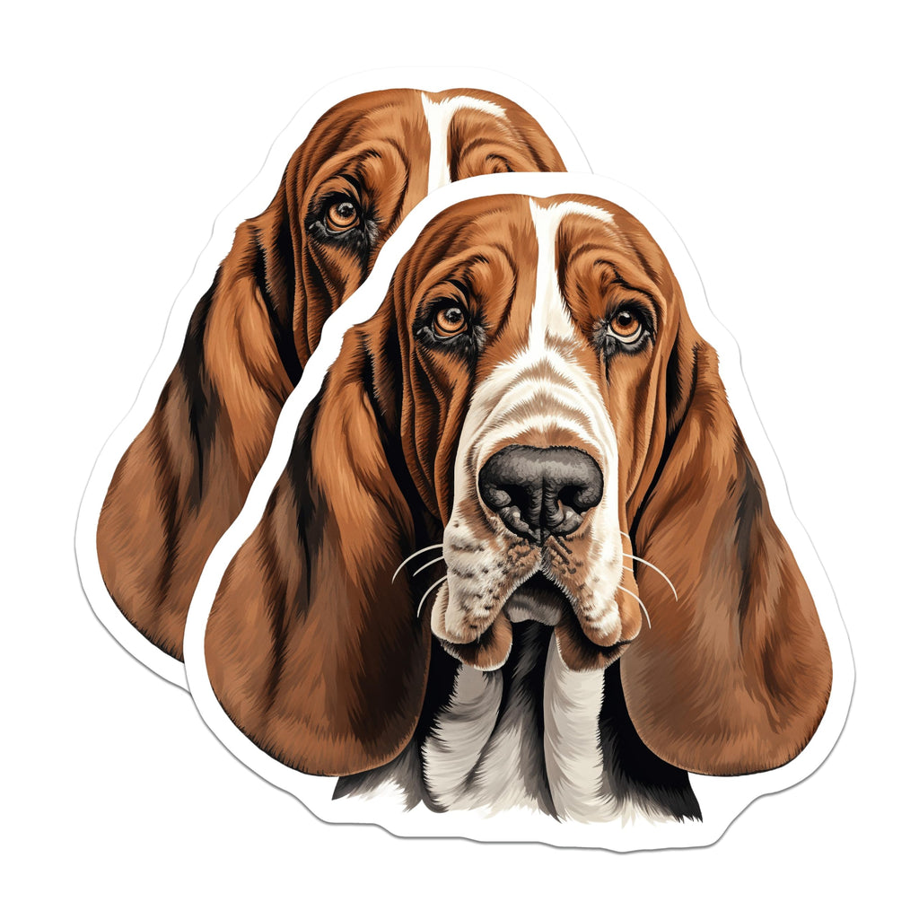 (2 Pack) Basset Hound Dog Magnets - Dog Lover Accessories - Pet Parent Refrigerator Decor - 5 Inches On Longest Side - Thick Durable Magnet - Made in USA - MAG26746