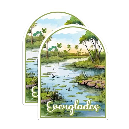 (2 Pack) Everglades National Park Bumper Magnet - US National Park - Choose from 63 Parks - 5" On Longest Side - Decal for Car Bumper, Laptop, Water Bottle, Wall, and Window - MAG1514