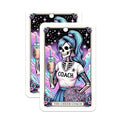 (2 Pack) Cheer Coach Skeleton Stickers - Funny Cheerleader Sticker - Halloween Cheer Coach Decal - 5" On Longest Side - Sticks to Smooth Flat Surfaces - Made in USA - BMCS4809
