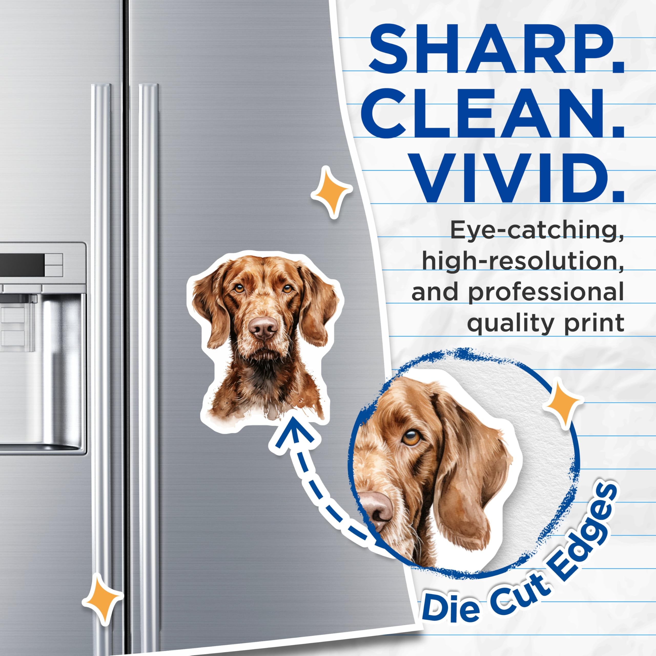 (2 Pack) Wirehaired Dog Art Magnets - Dog Lover Decor - Pet Owner Present for Fridge - 5 Inches On Longest Side - Thick Durable Magnet - Made in USA - MAG28075