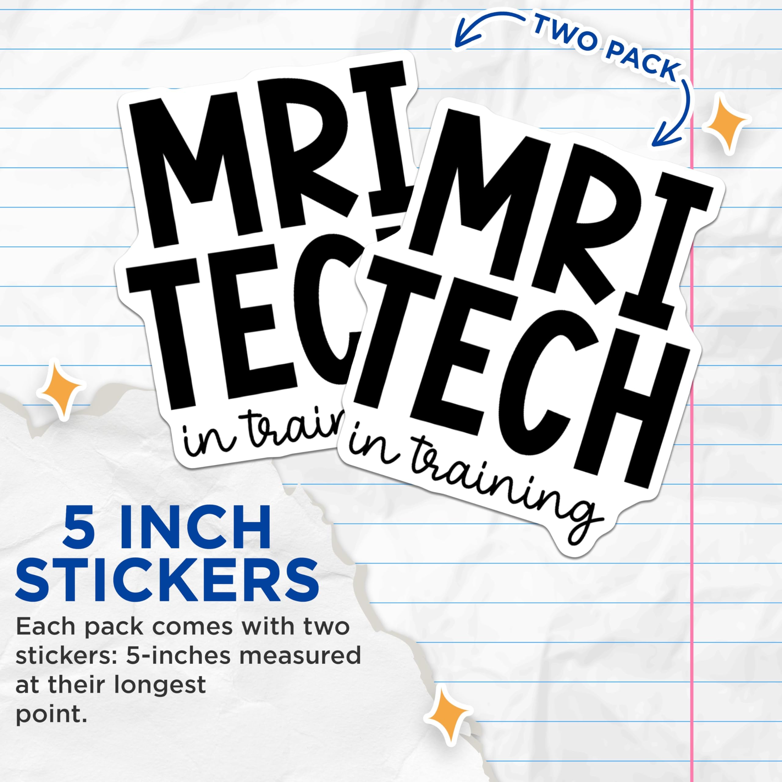 (2 Pack) MRI Tech in Training Stickers - Funny Medical Stickers - Healthcare Professional Sticker - 5" On Longest Side - Sticks to Smooth Flat Surfaces - Made in USA - BMCS5179
