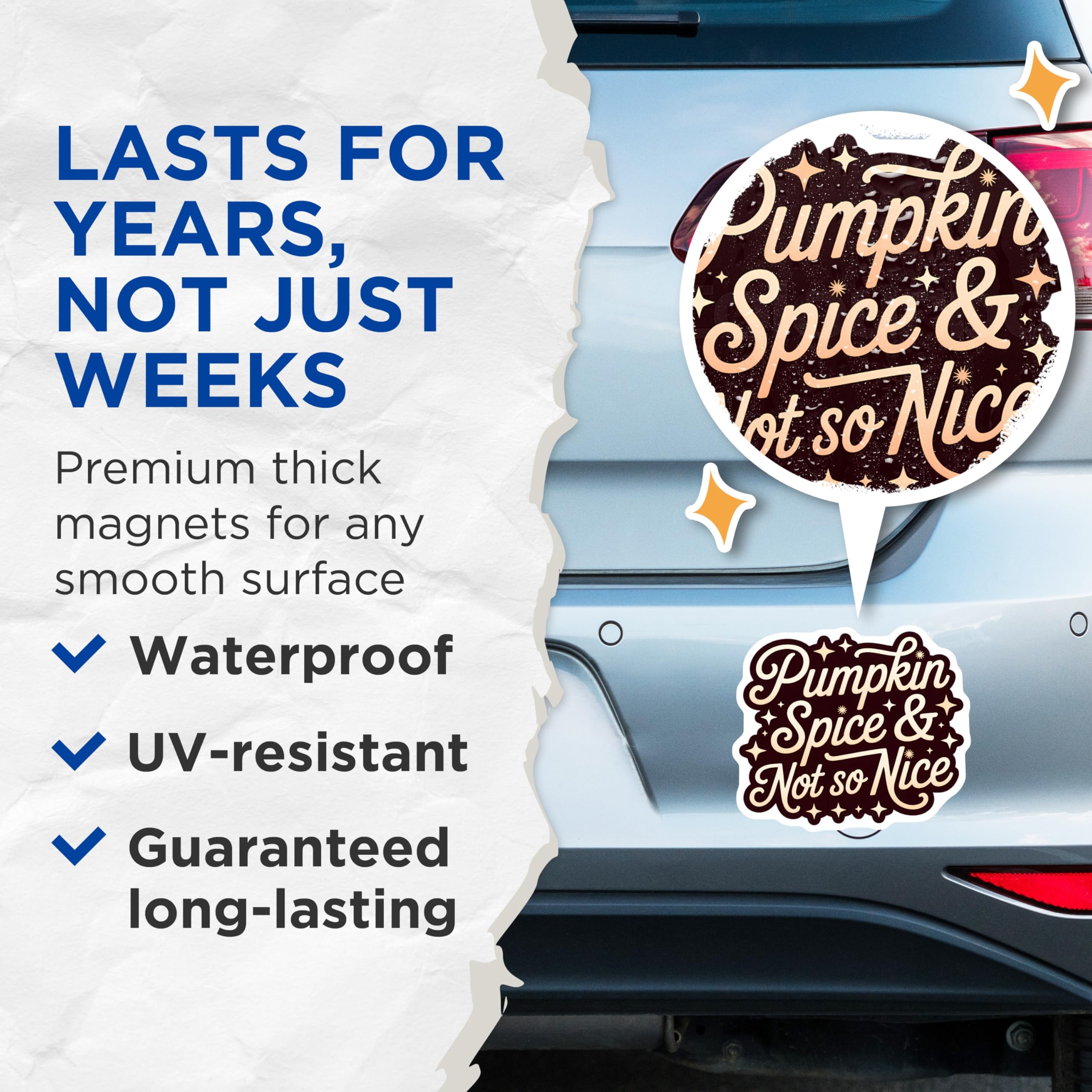 (2 Pack) Pumpkin Spice Not So Nice Magnets - Funny Fall Fridge Decor - Sassy Autumn Refrigerator Magnet - 5 Inches On Longest Side - Thick Durable Magnet - Made in USA - MAG22518