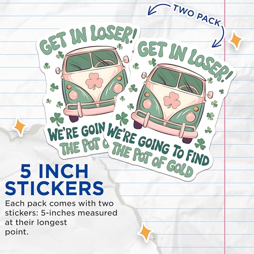 (2 Pack) Get in Loser Stickers - 5" On Longest Side - Sticks to Smooth Flat Surfaces - Made in USA - BMCS9175 - BMCS9175