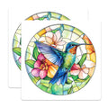 (2 Pack) Hummingbird Stained Glass Magnets - Vibrant Bird Art - Floral Kitchen Decor for Mom - 5 Inches On Longest Side - Thick Durable Magnet - Made in USA - MAG27229
