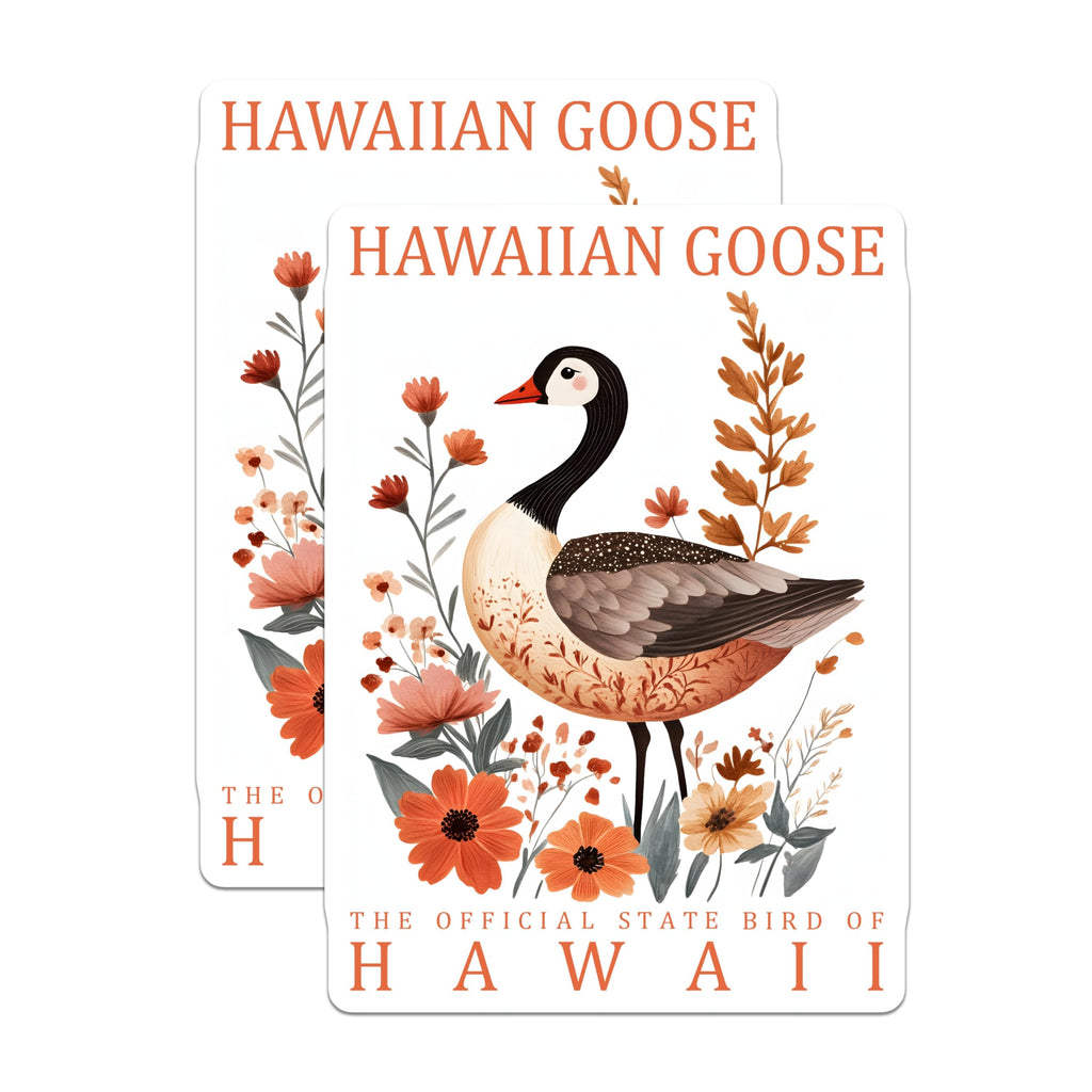 (2 Pack) Hawaiian Goose Magnets - Nene State Bird Hawaii - Tropical Botanical Wildlife Art - Refrigerator Locker Decor - 5 Inches On Longest Side - Thick Durable Magnet - Made in USA - MAG19481