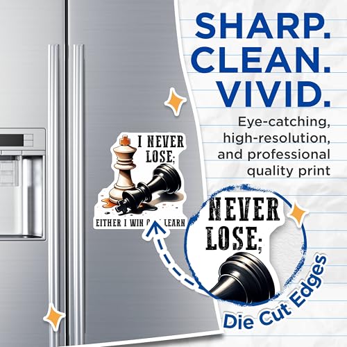 (2 Pack) Inspirational Chess Magnets - Motivational Quotes Magnets - Chess Piece Decor Magnets - 5" On Longest Side - for Cars, Refrigerators, Toolboxes, Lockers - Made in USA BMCS3193