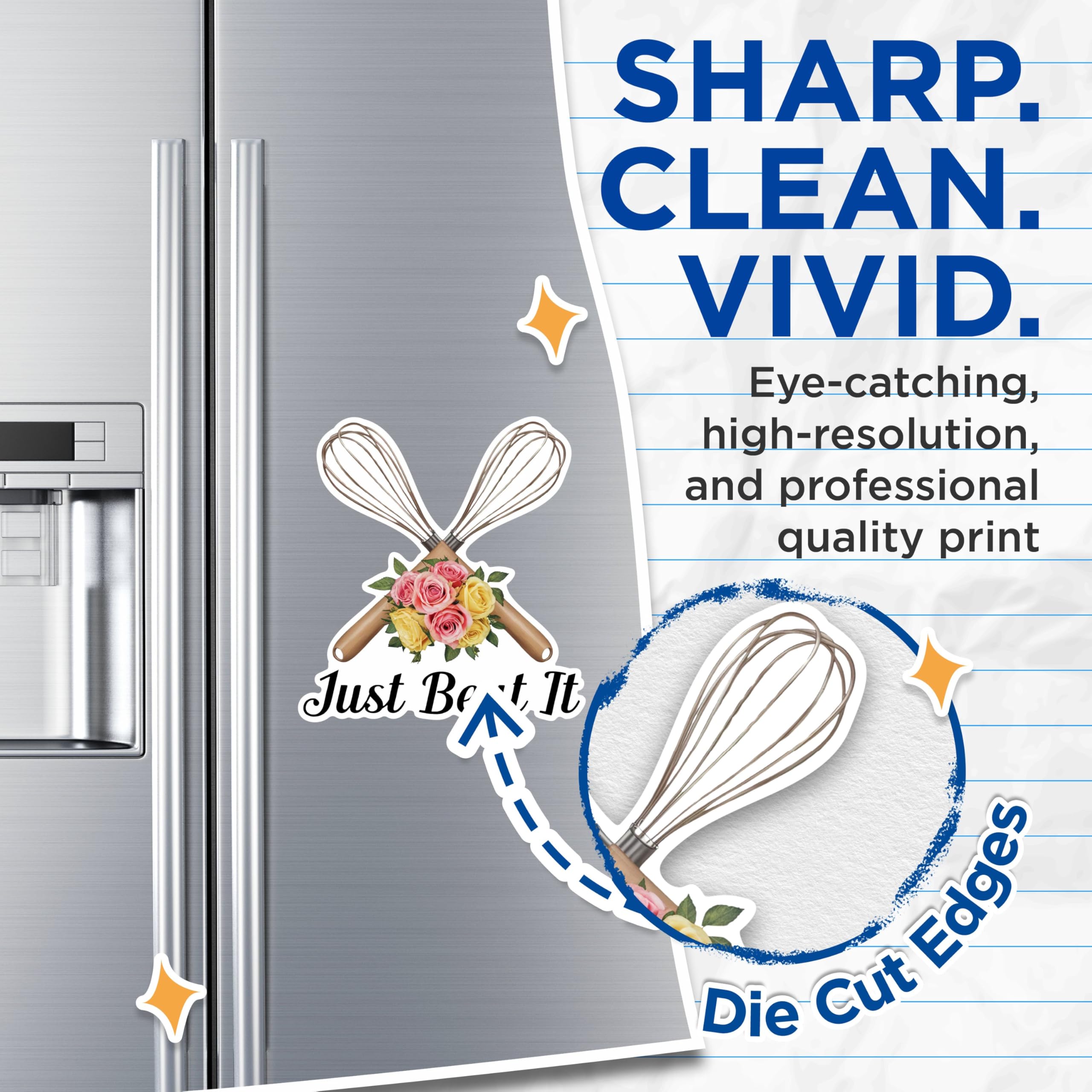 (2 Pack) Just Beat It Magnets - Funny Kitchen Magnets - Whisk Floral Magnets for Bakers- 5" On Longest Side - for Fridges, Toolboxes, Cars - Made in USA - MAG2986