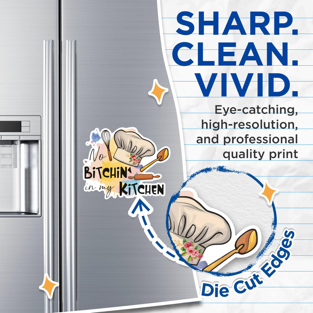 (2 Pack) No Bitchin in My Kitchen Magnets - Fun Kitchen Decor Magnets - Culinary Humor Magnets for Home- 5" On Longest Side - for Fridges, Toolboxes, Cars - Made in USA - MAG3015