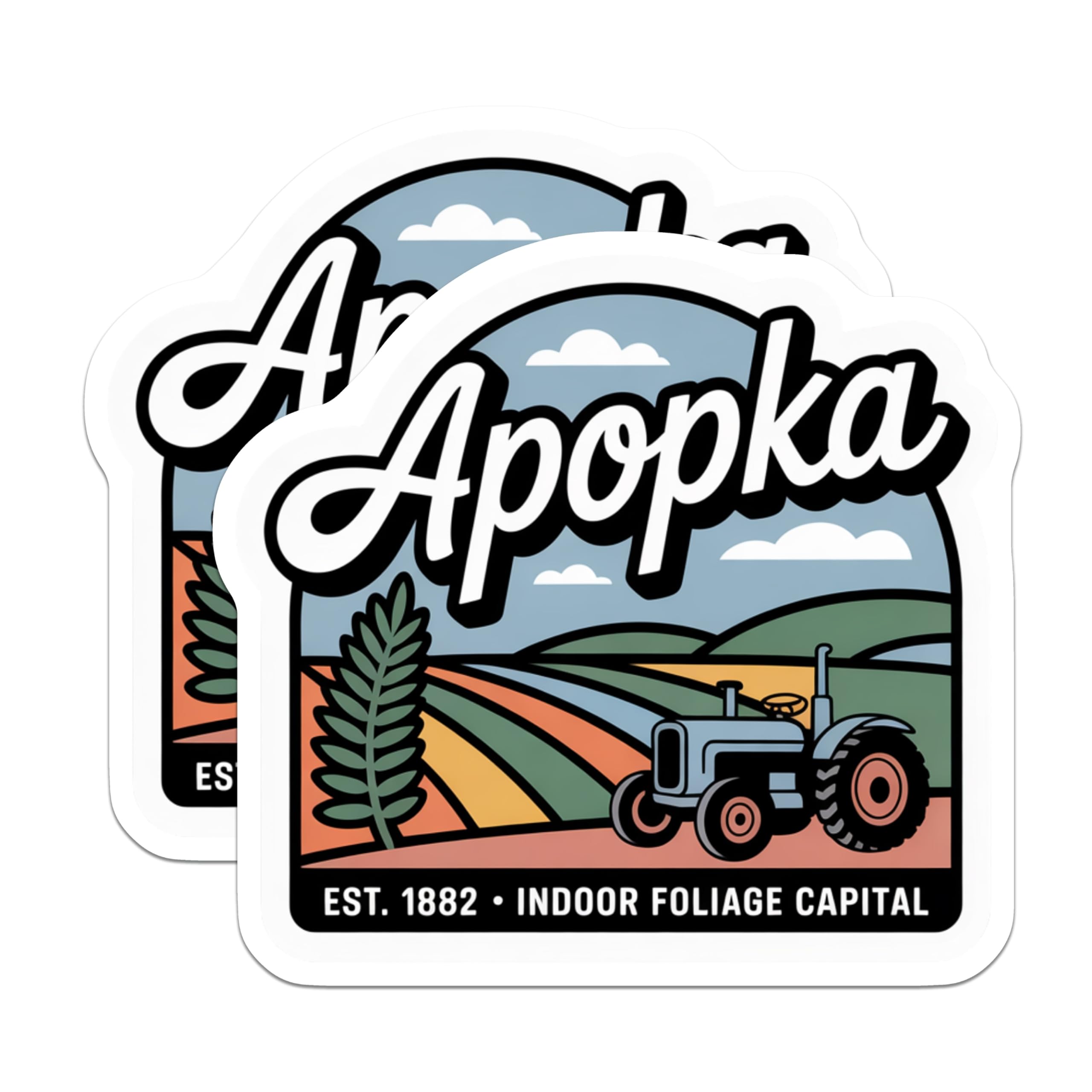 (2 Pack) Apopka Florida Magnets - Tractor Landscape Art - City Souvenir Fridge Magnets - 5" On Longest Side - Premium Magnet - for Cars, Refrigerators, Toolboxes, Lockers - Made in USA - MAG18188