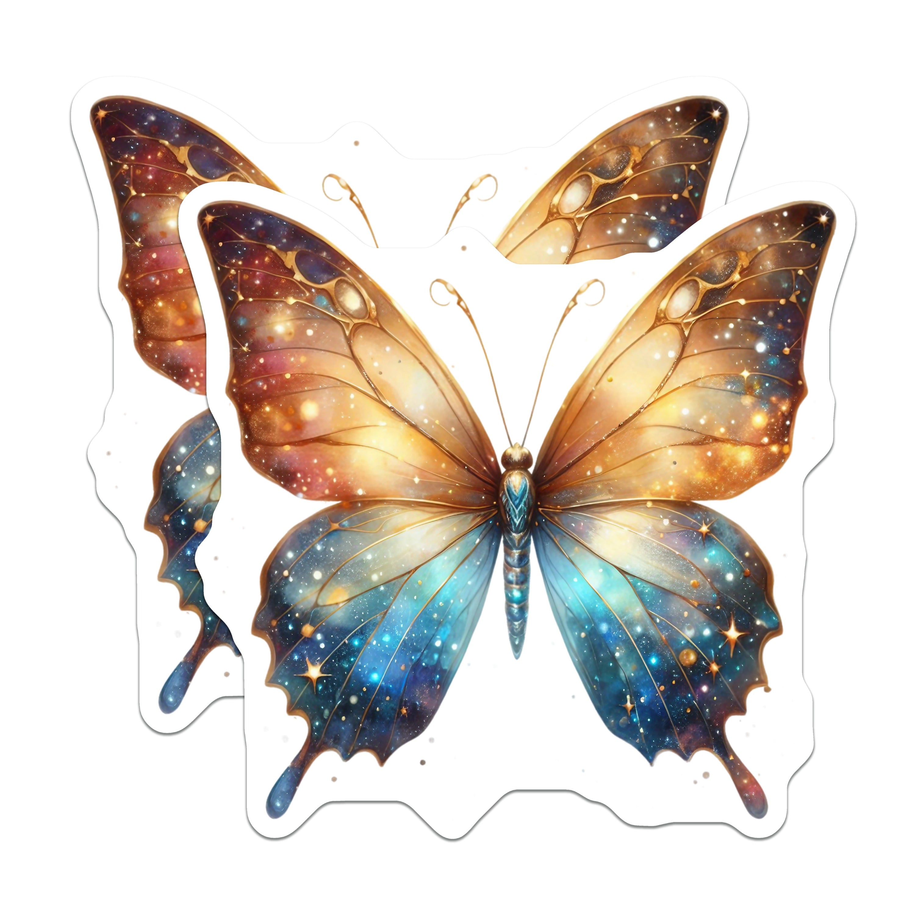 (2 Pack) Galaxy Butterfly Magnets - Celestial Aesthetic - Whimsical Home Decor - Stargazer Art Display - 5 Inches On Longest Side - Thick Durable Magnet - Made in USA - MAG36494